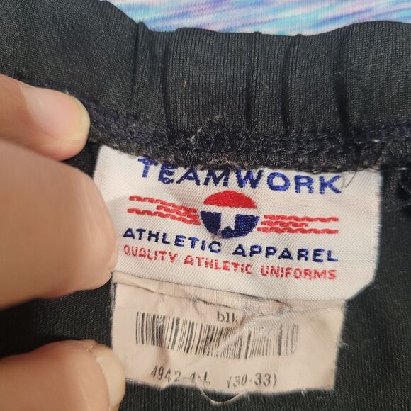 Teamwork Athletic Apparel Size Large Mens Black Shorts with Logo Wings - Picture 2 of 4